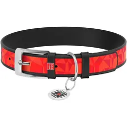 Нашийник для собак Waudog Design Супермен1, шкіряний, з QR паспортом, 26-35х1, 5 см, чорний