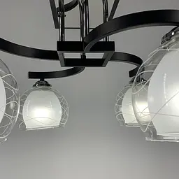 Стельова люстра в чорному корпусі на 4 подвійних плафони Line.F 51098/4 - мініатюра 4