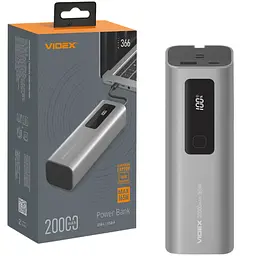 Повербанк 20000mAh Videx VPB-366 165W PD100W + Display (VPB-366-G)