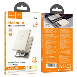 Зовнішній акумулятор магнітний Hoco Q18 Tourer 10000mAh білий - мініатюра 4