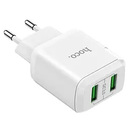 Мережевий зарядний пристрій Hoco N6 Charmer 2 USB, QC3.0, 3 A White - мініатюра 2