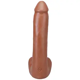 Фалоімітатор Doc Johnson The Realistic Cock ULTRASKYN 9 Inch з мошонкою, карамель - мініатюра 3