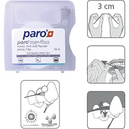 Зубна нитка Paro Swiss Riser-Floss вощена з м'ятою і фтором 50 м - мініатюра 2
