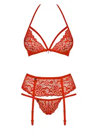 Мереживний комплект Obsessive 838-SEG 3 S/M червоний - мініатюра 4