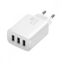 Мережевий зарядний пристрій Baseus Compact Charger 3U 17W 3USB White (CCXJ020102) [74464] - мініатюра 2