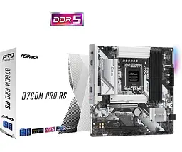 ASRock B760M PRO RS (1700/B760, 4*DDR5, 2xPCIex16, 4xSATAІІІ, 3xM.2, 2.5GLan, 7.1ch, mATX) - мініатюра 6