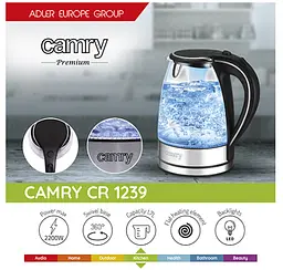 Скляний Чайник 1,7 л Camry CR 1239 - мініатюра 6