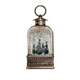 Нічник різдвяний вінтажний ліхтар XMAS WDL-23013, Бронзовий, новорічний світильник зі снігом - мініатюра 4