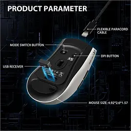 Миша Attack Shark X5 Wireless White/Black (AS-6922456700225-WB) [159859] - мініатюра 6