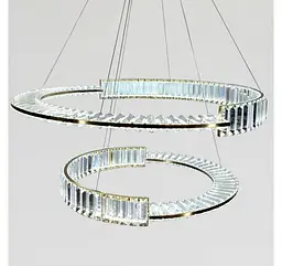 Підвісна LED-люстра Artlight 561/80+60 із двома кришталевими кільцями, латунь, 165 Вт, від 20-30 м² - мініатюра 5