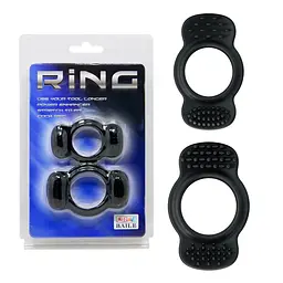 Ерекційне кільце Baile Double Cock Ring, набір з 2 шт (чорний) - мініатюра 6