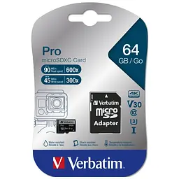 Карта пам'яті Verbatim 64GB microSDXC class 10 UHS-III PRO (47042) - мініатюра 2