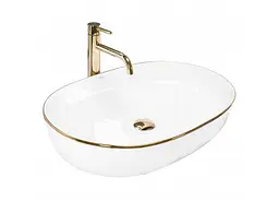 Умивальник Rea Cleo 60,5x41 white-gold (REA-U6211), Глянцева