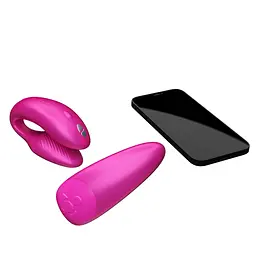 Смарт-вібратор для пар We-Vibe Chorus Cosmic Pink, сенсорне керування вібраціями стисненням пульта - мініатюра 5