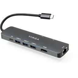 Концентратор Vinga USB-C 3.1 to HDMI+RJ45_1Gbps+3xUSB3.0+SD/TF+PD100W (VHYC8) - мініатюра 8