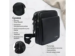 Чоловіча шкіряна сумка Contatto 9148-15 чорна 15×20×7 см TONY PEROTTI sum0029116 - мініатюра 3