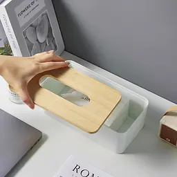 Органайзер для серветок МВМ My Home Scandinavia 24.9х12.8х9.2 см білий (FH-42 WHITE/WOOD) - мініатюра 6
