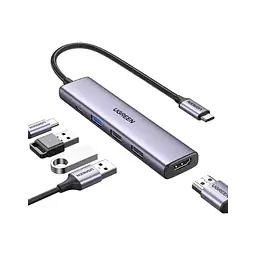 Концентратор Ugreen USB-C 3-in-1 HDMI 4K + USB 3.0 + PD 100W (U_15495) - мініатюра 1