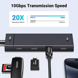 Хаб USB 3.2 Type-C -> 4хUSB-C 3.2 Gen2 10Gbps Black CM806 Ugreen - мініатюра 4