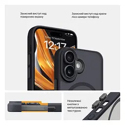 Чехол для Apple iPhone 16, Uniq MagCase, черный, противоударный, панель-накладка с MagSafe, ударопрочный TPU+PC, с магнитом MagSafe, поддержка полноценной беспроводной зарядки, ArmorStandart (ARM79495) - мініатюра 3