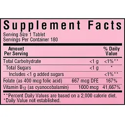 Вітамін В12 і Фолієва кислота Bluebonnet Nutrition Earth Sweet Chewable зі смаком малини 180 таблеток - мініатюра 2