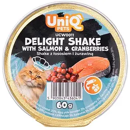 Кремовий вологий корм для кішок UNIQ PETS CAT WET FOOD DELIGHT SHAKE з лососем та журавлиною, 60 г