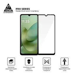 Захисне скло на Motorola G06 4G/G06 Power 4G з олеофобним покриттям, Pro, повне проклеювання, антистатичний і пиловідштовхуючий шар, 9H, самоклеючеся, 2.5D, на весь екран, антистатичний клей, ArmorStandart (ARM89055) - мініатюра 2