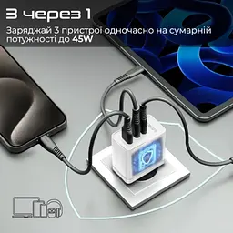 Зарядний пристрій Promate powerport-45 2xUSB-C PD + USB-A QC 45 Вт білий (powerport-45.white) - мініатюра 10