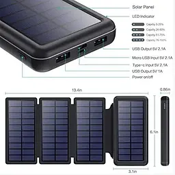 Портативна батарея Power Bank + Solare 26800mAh HX160S5 Сонячний зарядний пристрій - мініатюра 3
