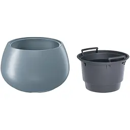 Горщик для квітів Prosperplast Heos з вкладишем 436 мм світло-сірий (89236-443) - мініатюра 2