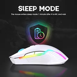 Комп'ютерна мишка Onikuma ігрова бездротова C105 з RGB підсвіткою 2.4GHz 600-3600 DPI 7 кнопок безшумна для ПК та ноутбука біла - мініатюра 7