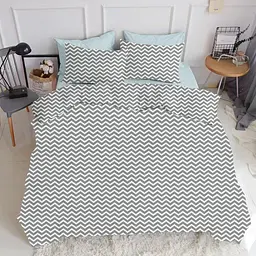 Комплект постільної білизни Cosas євро з простирадлом на резинці GREY ZIGZAG CS1 200 x 220 см (ZigGrey_El-Blue_200) - мініатюра 3