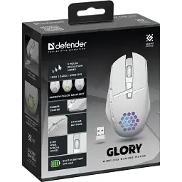Комп'ютерна мишка Defender Glory GM-514 ігрова бездротова 3200dpi. 6кн. LED біла (52513)