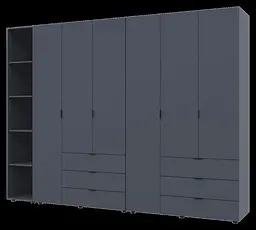 Комплект Doros Гелар з Етажеркою Графіт 3+3 ДСП 270.6х49.5х203.4 (42005061) - мініатюра 5