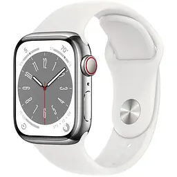 Смарт-годинник Apple Watch Series 8 GPS + Cellular 45mm Silver S. Steel Case w. White S. Band (MNKE3)