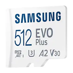 Карта пам'яті Samsung 512 GB microSDXC Class 10 UHS-I U3 V30 A2 EVO Plus+SD Adapte (MB-MC512SA/EU) - мініатюра 2