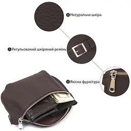 Шкіряна матова бананка Shvigel 16381 коричнева - мініатюра 8