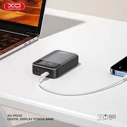 Універсальна мобільна батарея - зовнішній акб XO PR232 10000 mAh PD 30W + PPS 33W чорний - мініатюра 7