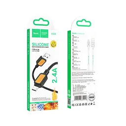 Кабель Hoco X108 Benefit silicone charging data cable Micro Black - мініатюра 2