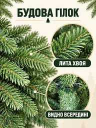 Лита штучна ялинка ВЗ18 Вівальді 180 см з густою хвоєю на металевій підставці, зелена (49676498) - мініатюра 4