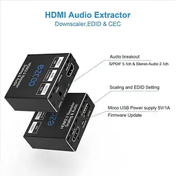 Розгалужувач EZCOO HDMI 1x1, аудіоекстрактор 4K 60H, повторювач HDMI 2.0 - мініатюра 2