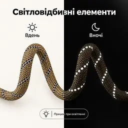 Повідець ринговка для собак Upawalk, повідець контролер зі світловідбивними елементами та поворотним кріпленням, 150 см Коричневий - мініатюра 6