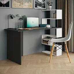 Стіл комп'ютерний Moreli Moreli Christer  1416х1226х600 мм Антрацит/Білий (zg-s15-antracit-white) - мініатюра 2