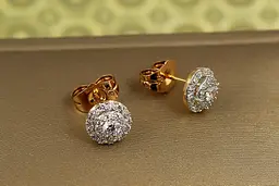 Сережки гвоздики Xuping Jewelry Гіза з родієм 8 мм золотисті - мініатюра 2