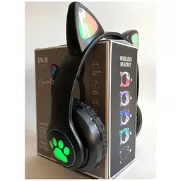 Бездротові дитячі навушники Cat Ear STN-28 Bluetooth з котячими вушками, що світяться чорні - мініатюра 8
