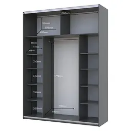 Шафа-купе Doros G-Caiser Графіт / Дуб Евок 2 ДСП / 3 частини 180х60х240 (42005014) - мініатюра 6