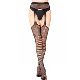 Колготи з витонченою імітацією панчіх One size Чорний K0677-3