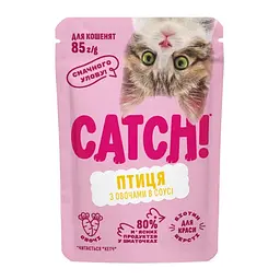 Вологий корм Catch! для кошенят з птицею та овочами в соусі 85г*24шт