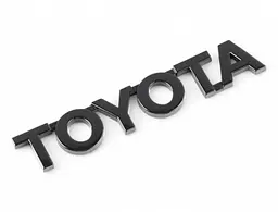 Емблема напис Toyota глянцева Чорна 115х20 мм Пластик на скотчі (логотип шиїльдик) (Завод)