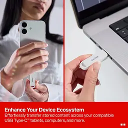 USB флеш накопичувач SanDisk 128GB Phone Drive Arctic White Type-C USB 3.2 (SDIXS0N-128G-GN6NE) - мініатюра 5